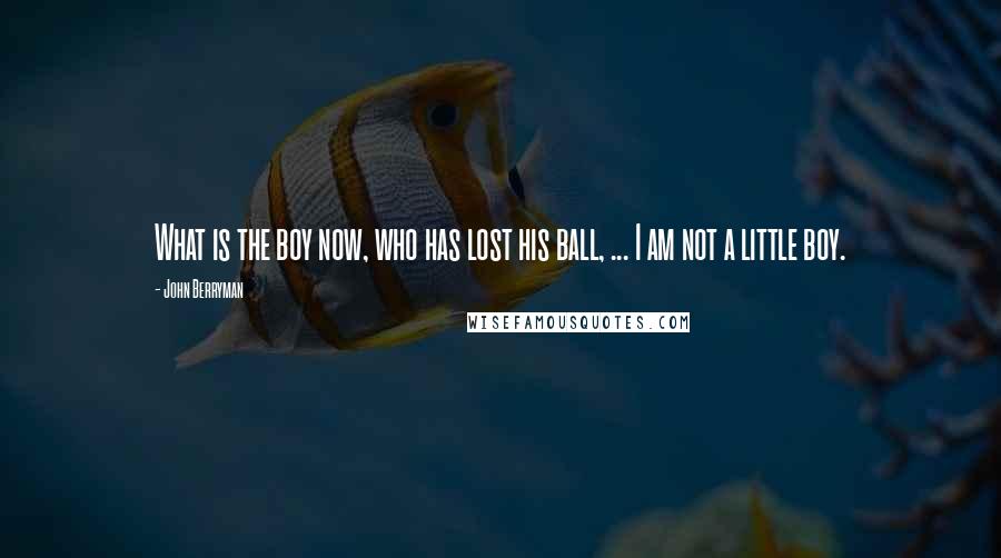John Berryman Quotes: What is the boy now, who has lost his ball, ... I am not a little boy.
