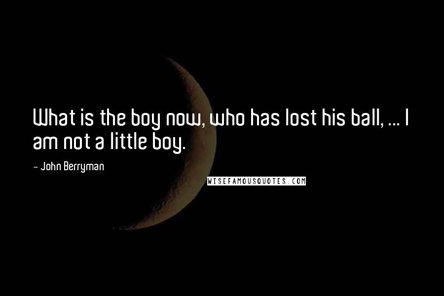 John Berryman Quotes: What is the boy now, who has lost his ball, ... I am not a little boy.