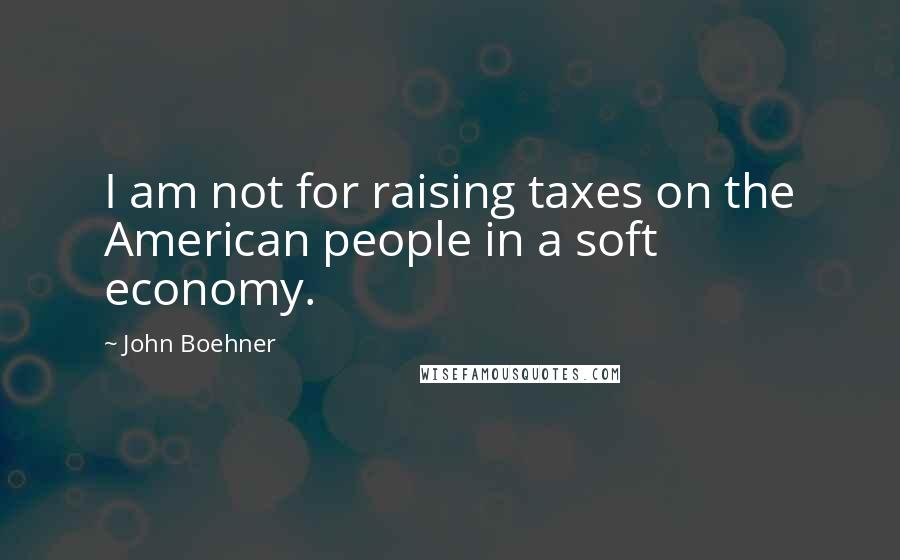 John Boehner Quotes: I am not for raising taxes on the American people in a soft economy.