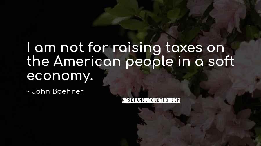 John Boehner Quotes: I am not for raising taxes on the American people in a soft economy.