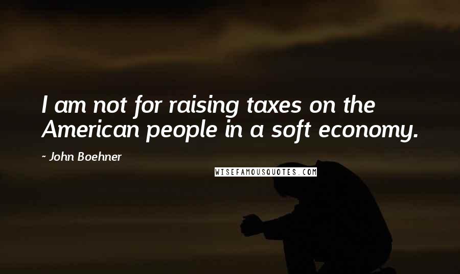 John Boehner Quotes: I am not for raising taxes on the American people in a soft economy.