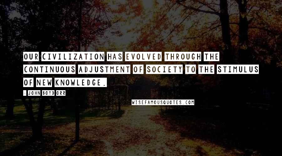 John Boyd Orr Quotes: Our civilization has evolved through the continuous adjustment of society to the stimulus of new knowledge.