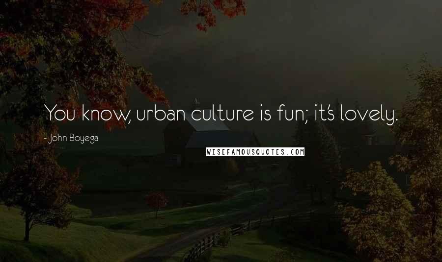 John Boyega Quotes: You know, urban culture is fun; it's lovely.