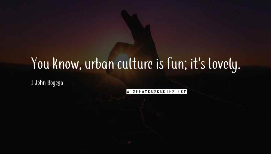 John Boyega Quotes: You know, urban culture is fun; it's lovely.