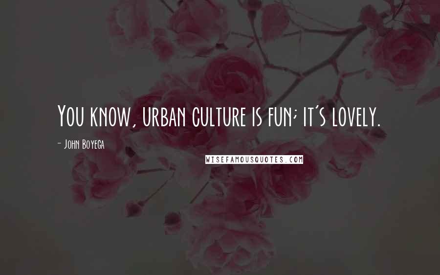 John Boyega Quotes: You know, urban culture is fun; it's lovely.