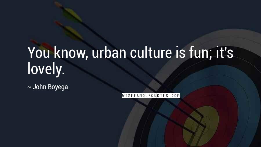 John Boyega Quotes: You know, urban culture is fun; it's lovely.