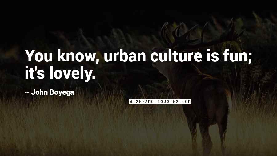 John Boyega Quotes: You know, urban culture is fun; it's lovely.