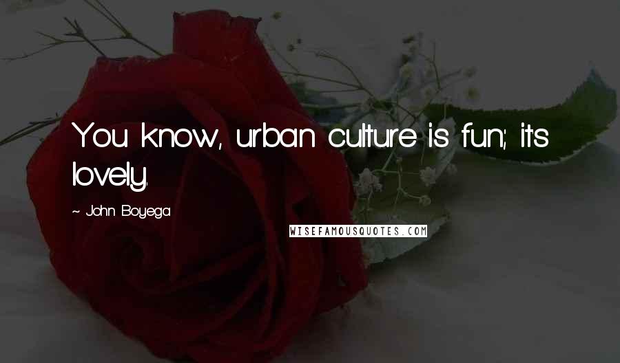 John Boyega Quotes: You know, urban culture is fun; it's lovely.