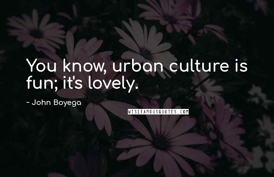 John Boyega Quotes: You know, urban culture is fun; it's lovely.