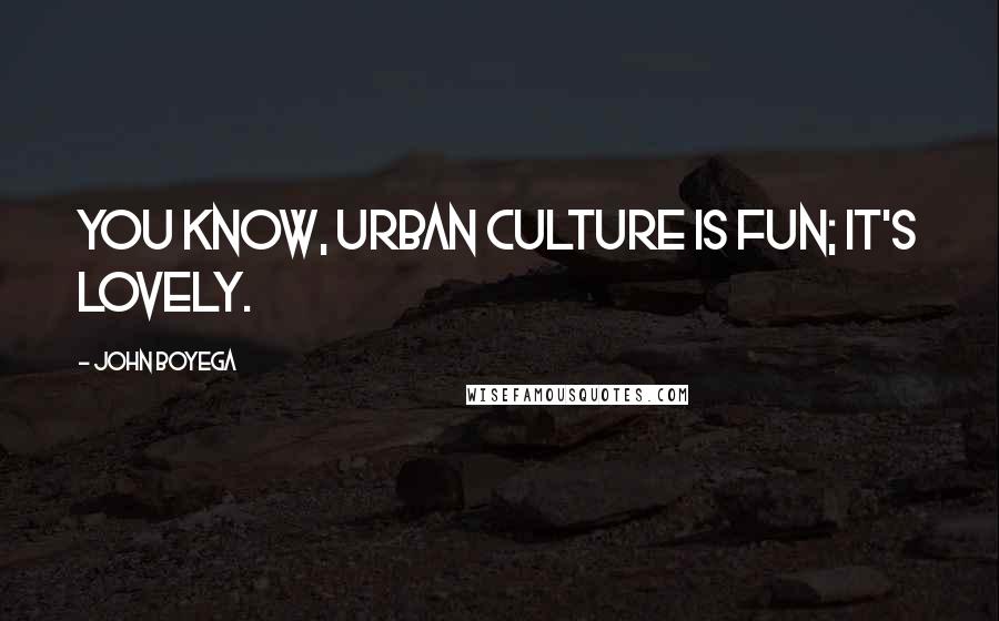 John Boyega Quotes: You know, urban culture is fun; it's lovely.