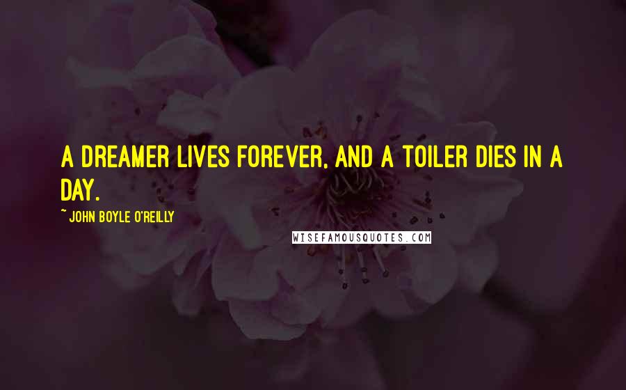 John Boyle O'Reilly Quotes: A dreamer lives forever, And a toiler dies in a day.