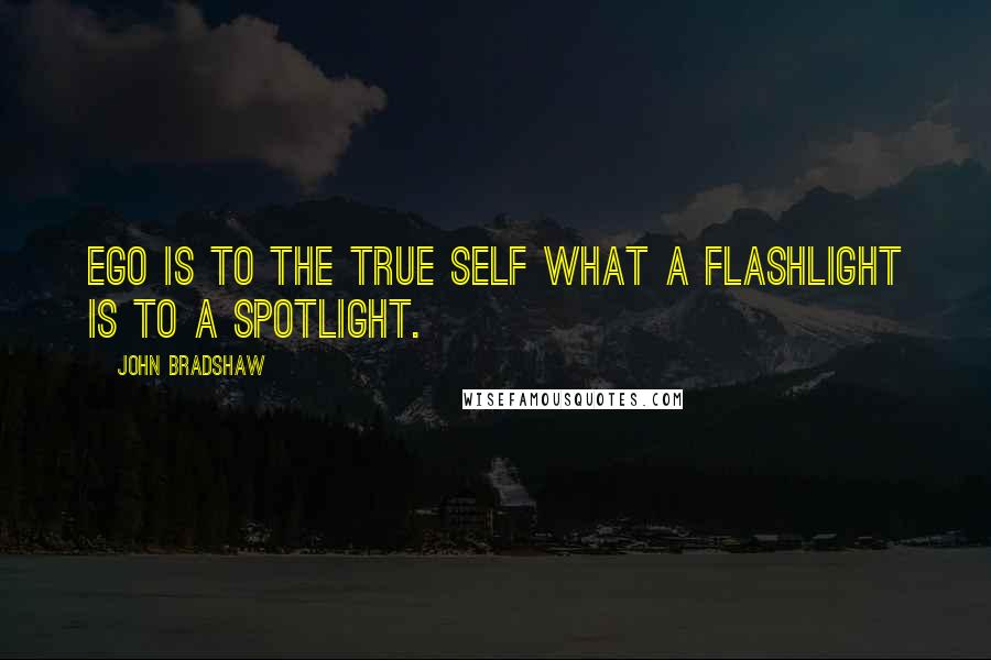 John Bradshaw Quotes: Ego is to the true self what a flashlight is to a spotlight.