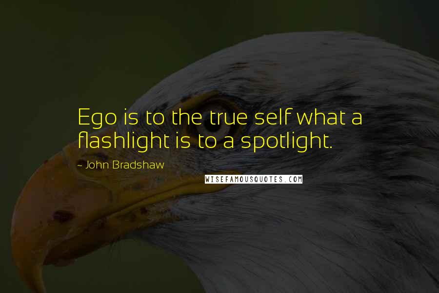 John Bradshaw Quotes: Ego is to the true self what a flashlight is to a spotlight.