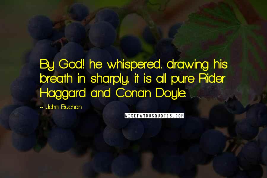 John Buchan Quotes: By God!' he whispered, drawing his breath in sharply, 'it is all pure Rider Haggard and Conan Doyle.