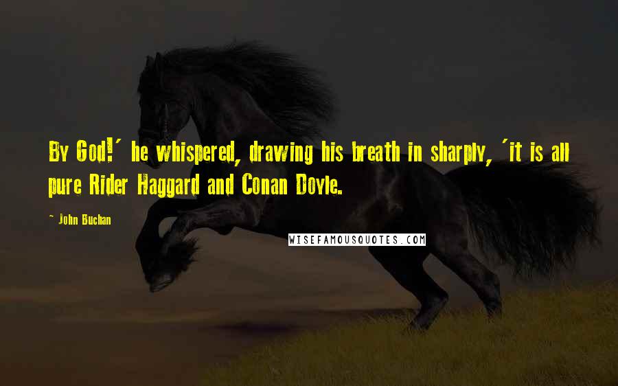 John Buchan Quotes: By God!' he whispered, drawing his breath in sharply, 'it is all pure Rider Haggard and Conan Doyle.