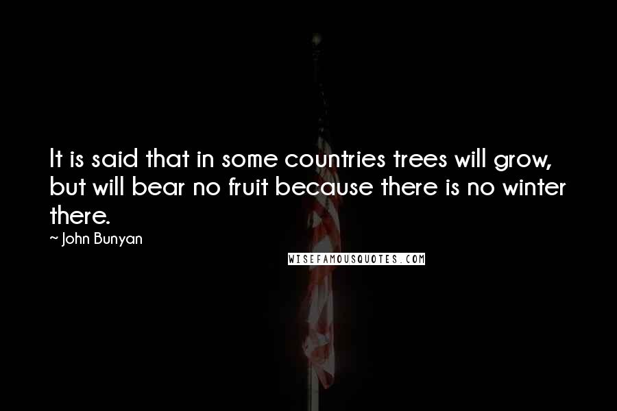 John Bunyan Quotes: It is said that in some countries trees will grow, but will bear no fruit because there is no winter there.