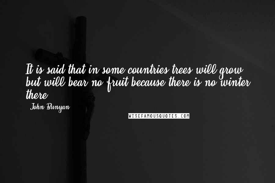 John Bunyan Quotes: It is said that in some countries trees will grow, but will bear no fruit because there is no winter there.