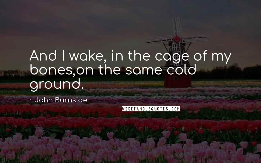 John Burnside Quotes: And I wake, in the cage of my bones,on the same cold ground.