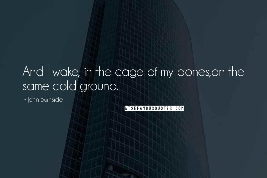 John Burnside Quotes: And I wake, in the cage of my bones,on the same cold ground.