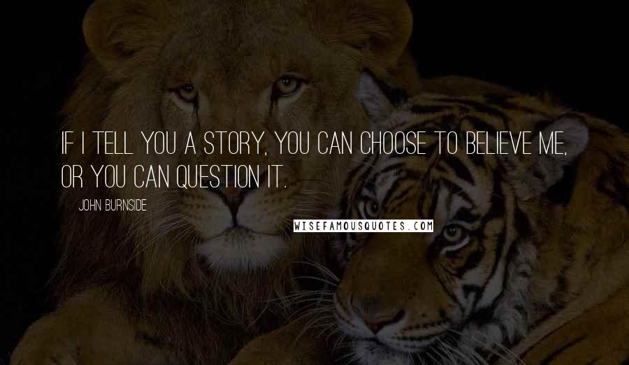 John Burnside Quotes: If I tell you a story, you can choose to believe me, or you can question it.