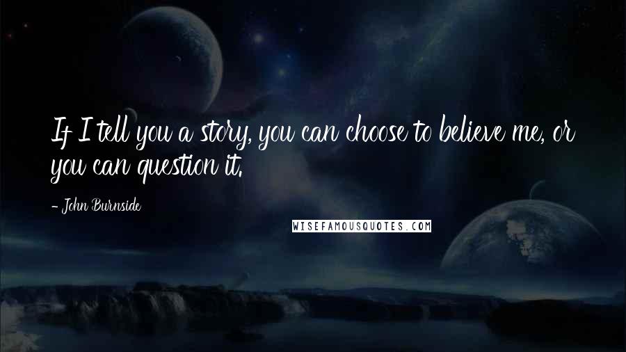 John Burnside Quotes: If I tell you a story, you can choose to believe me, or you can question it.