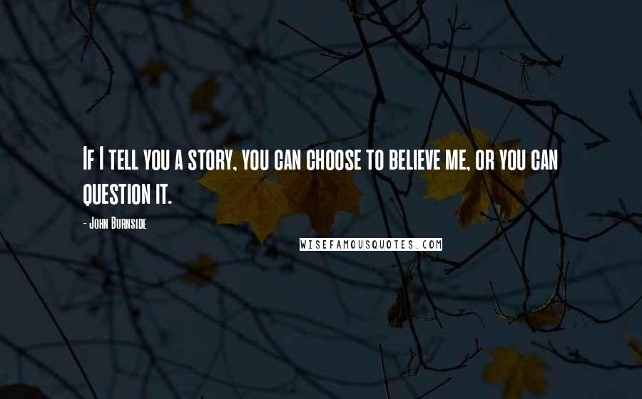 John Burnside Quotes: If I tell you a story, you can choose to believe me, or you can question it.