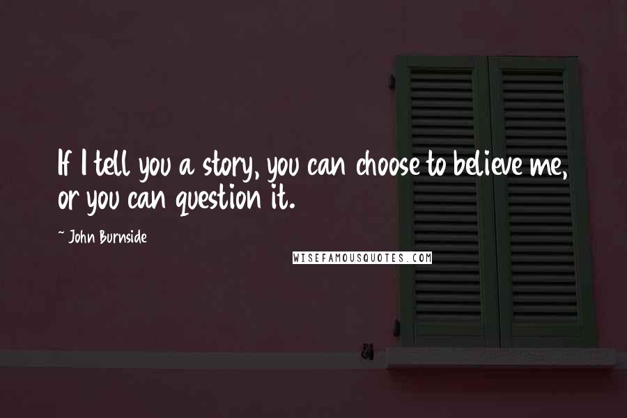 John Burnside Quotes: If I tell you a story, you can choose to believe me, or you can question it.