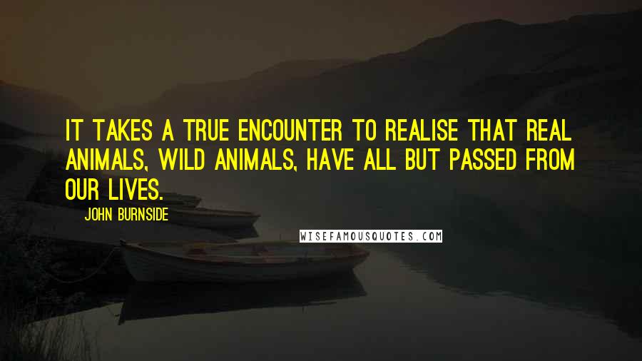 John Burnside Quotes: It takes a true encounter to realise that real animals, wild animals, have all but passed from our lives.