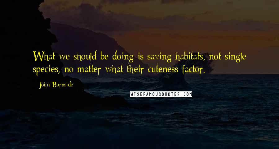 John Burnside Quotes: What we should be doing is saving habitats, not single species, no matter what their cuteness factor.