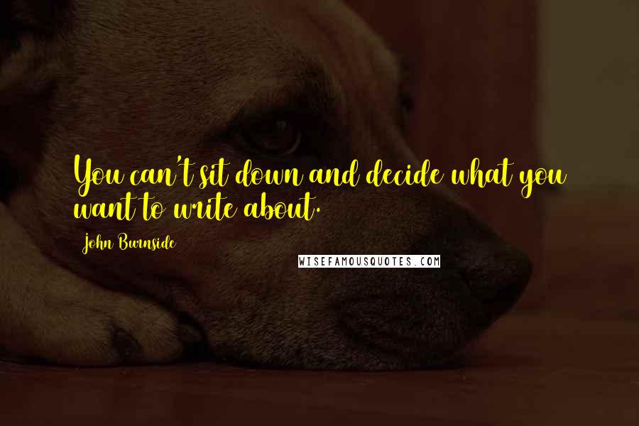 John Burnside Quotes: You can't sit down and decide what you want to write about.