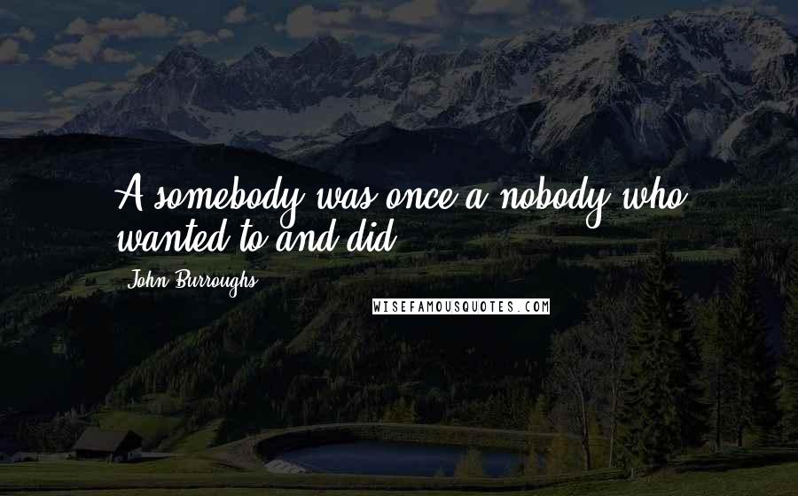 John Burroughs Quotes: A somebody was once a nobody who wanted to and did.