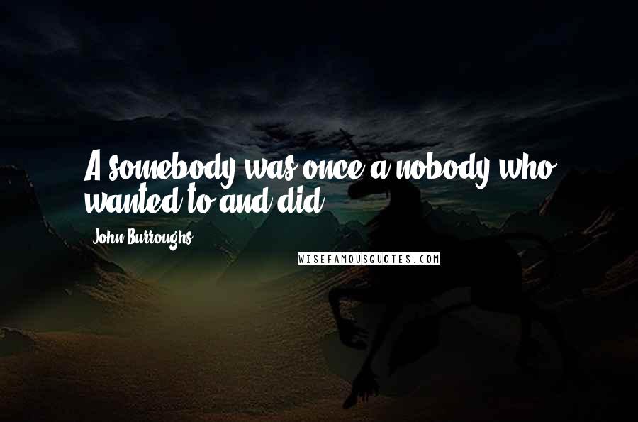 John Burroughs Quotes: A somebody was once a nobody who wanted to and did.