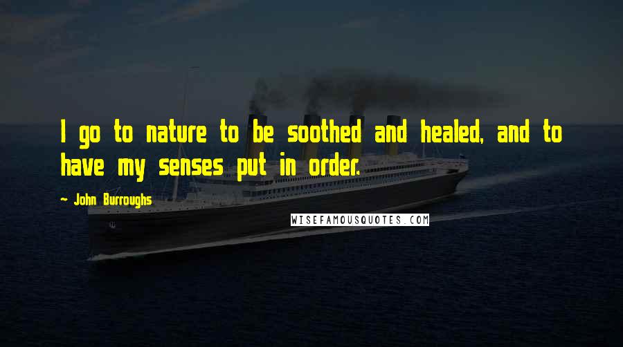 John Burroughs Quotes: I go to nature to be soothed and healed, and to have my senses put in order.