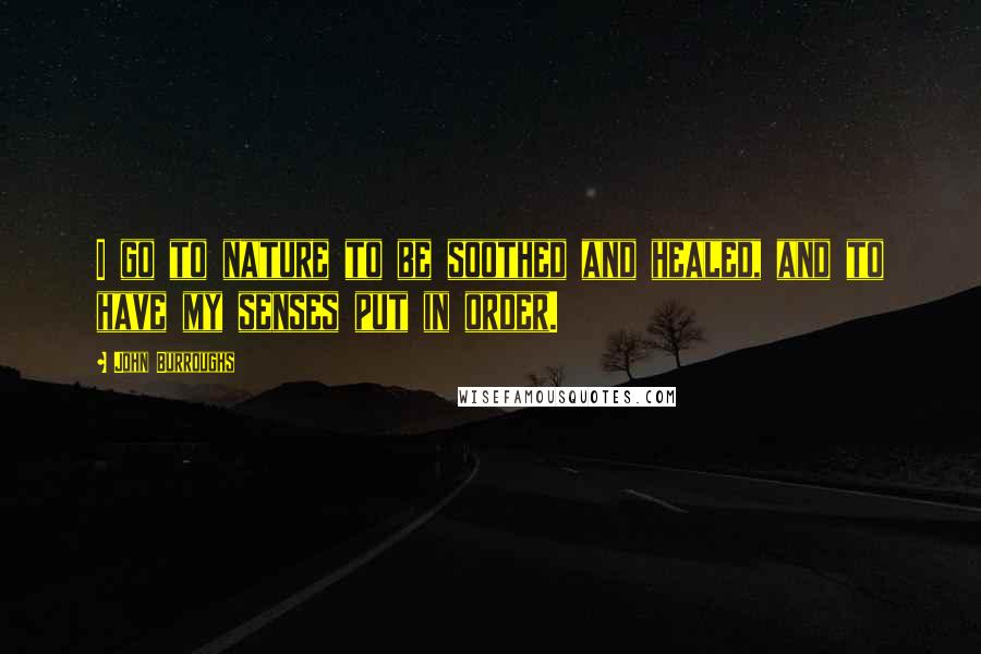 John Burroughs Quotes: I go to nature to be soothed and healed, and to have my senses put in order.