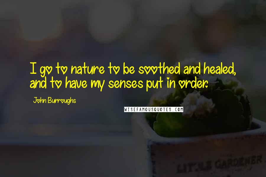 John Burroughs Quotes: I go to nature to be soothed and healed, and to have my senses put in order.