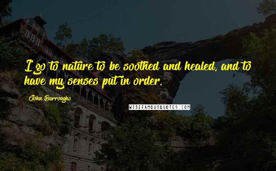 John Burroughs Quotes: I go to nature to be soothed and healed, and to have my senses put in order.