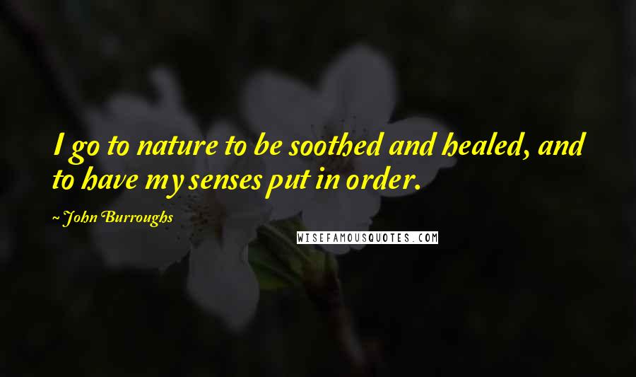 John Burroughs Quotes: I go to nature to be soothed and healed, and to have my senses put in order.