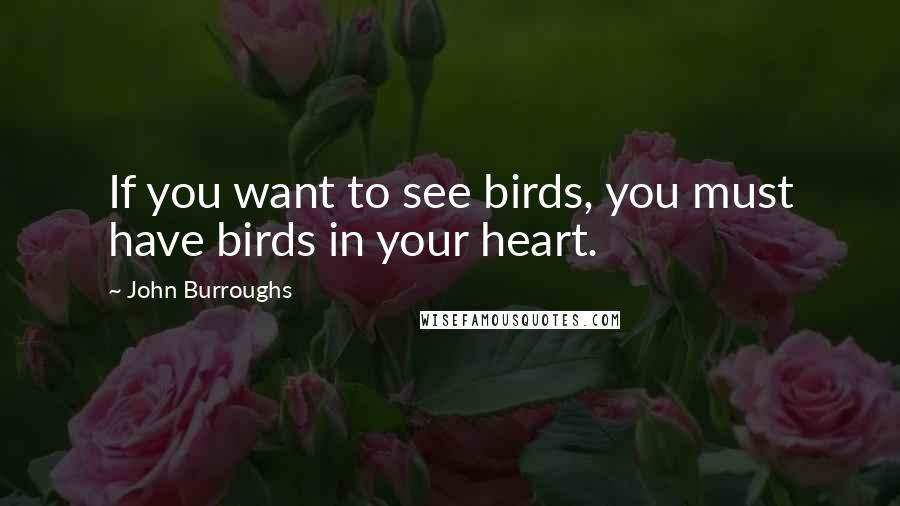 John Burroughs Quotes: If you want to see birds, you must have birds in your heart.