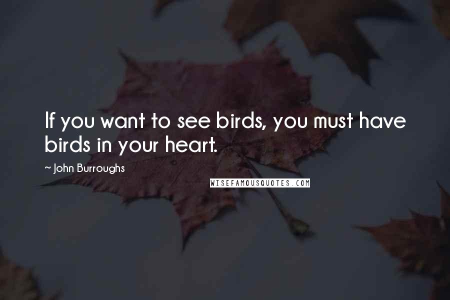 John Burroughs Quotes: If you want to see birds, you must have birds in your heart.