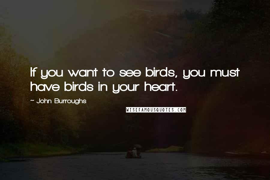 John Burroughs Quotes: If you want to see birds, you must have birds in your heart.