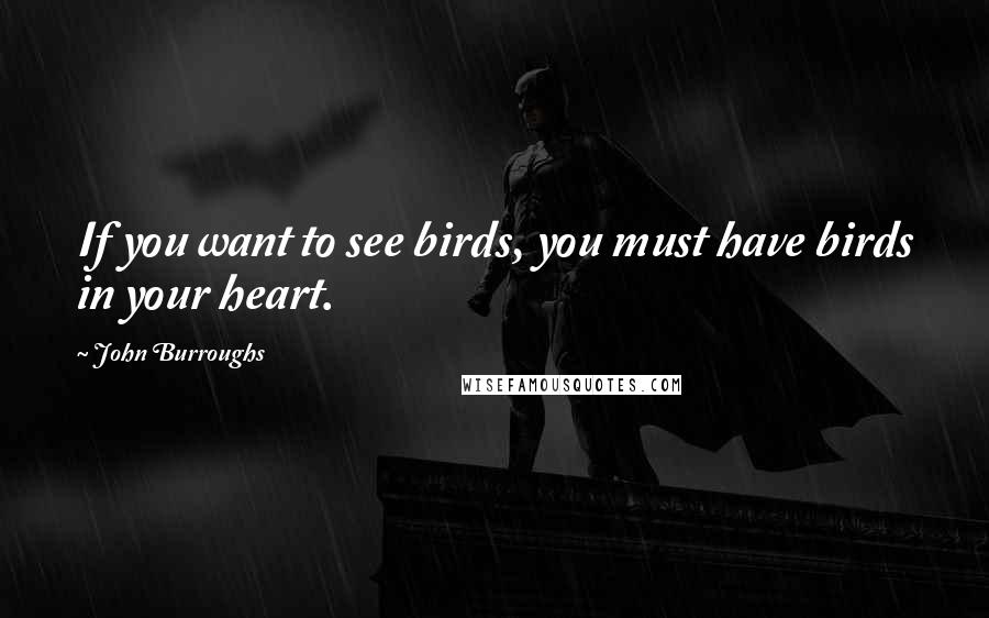 John Burroughs Quotes: If you want to see birds, you must have birds in your heart.