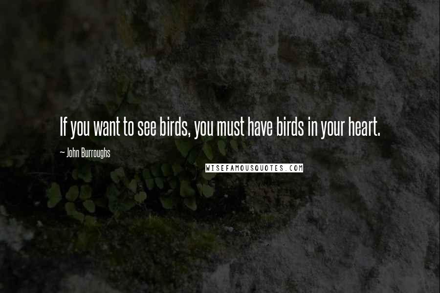 John Burroughs Quotes: If you want to see birds, you must have birds in your heart.