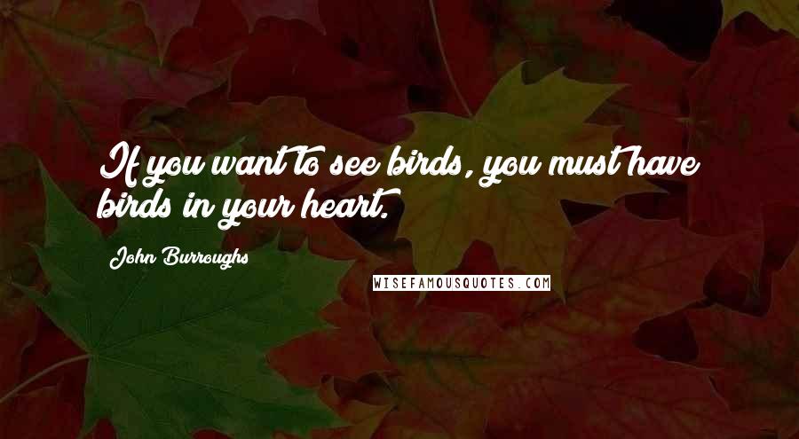 John Burroughs Quotes: If you want to see birds, you must have birds in your heart.