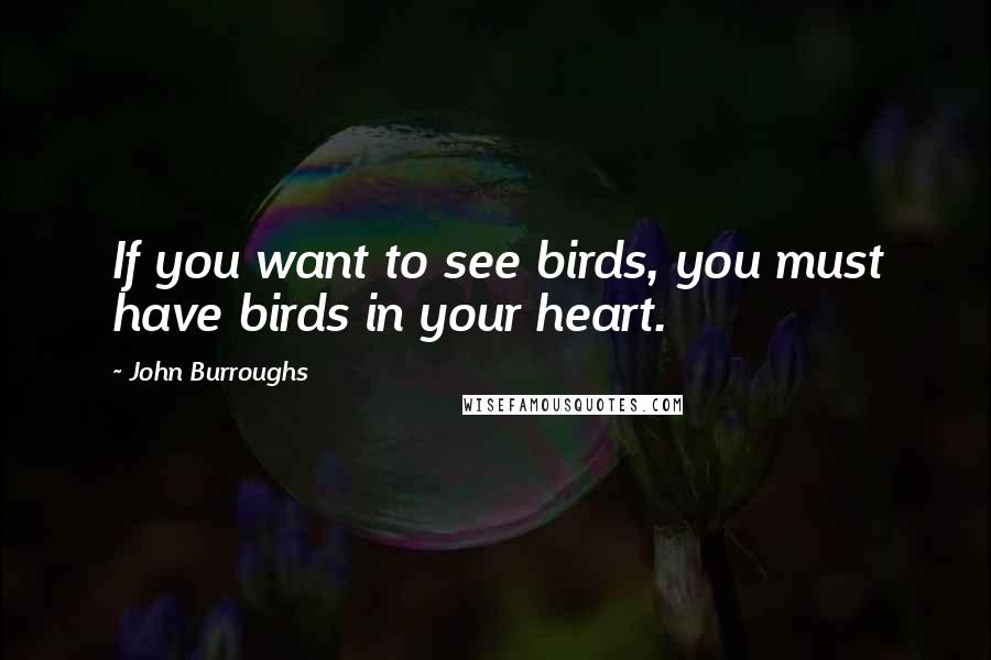 John Burroughs Quotes: If you want to see birds, you must have birds in your heart.