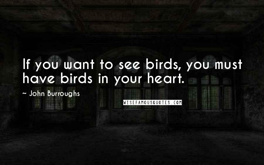 John Burroughs Quotes: If you want to see birds, you must have birds in your heart.