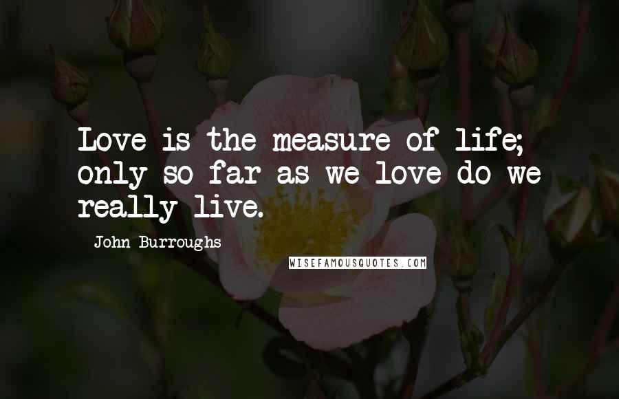 John Burroughs Quotes: Love is the measure of life; only so far as we love do we really live.