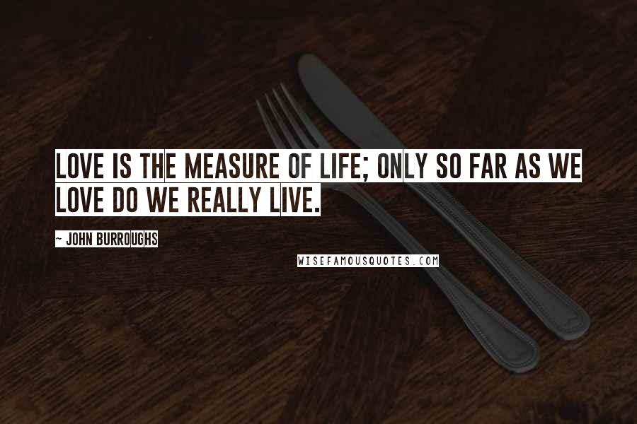 John Burroughs Quotes: Love is the measure of life; only so far as we love do we really live.
