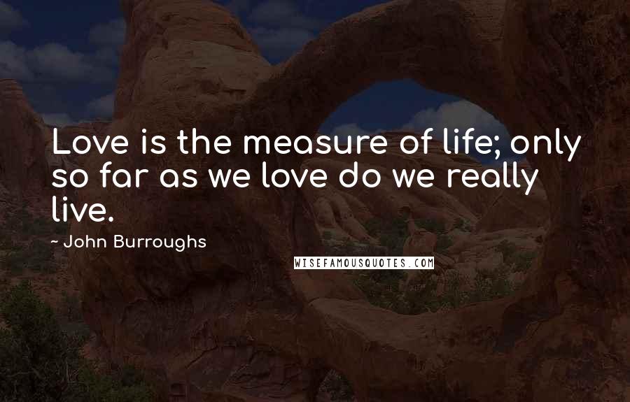 John Burroughs Quotes: Love is the measure of life; only so far as we love do we really live.