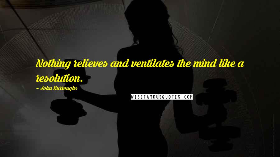 John Burroughs Quotes: Nothing relieves and ventilates the mind like a resolution.