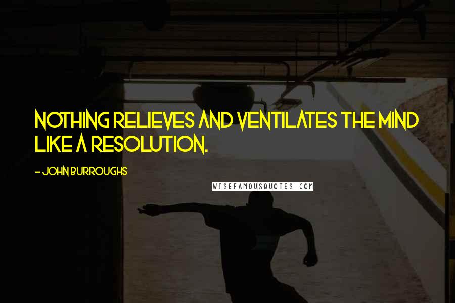 John Burroughs Quotes: Nothing relieves and ventilates the mind like a resolution.